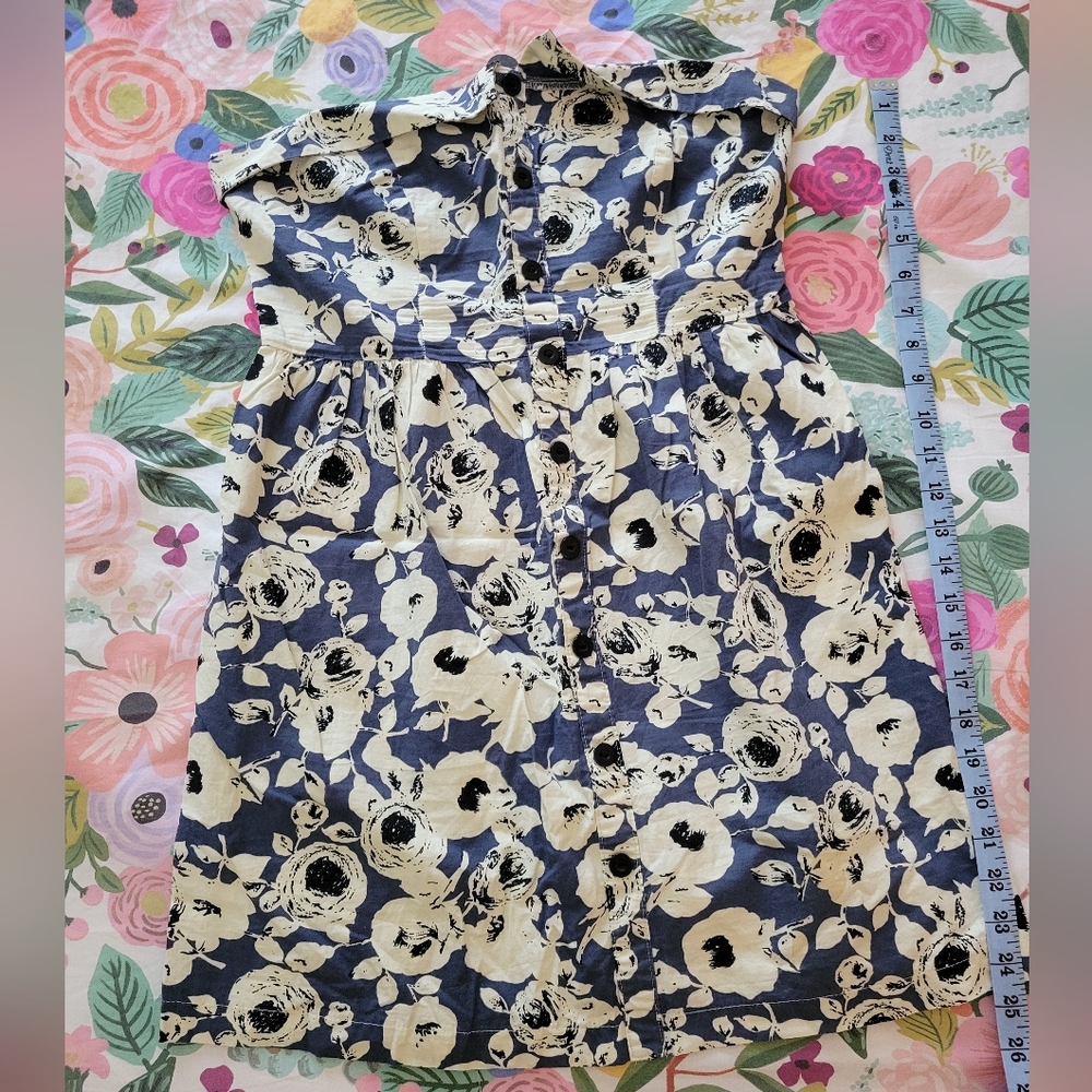 Silence + Noise Strapless Floral Print Dress